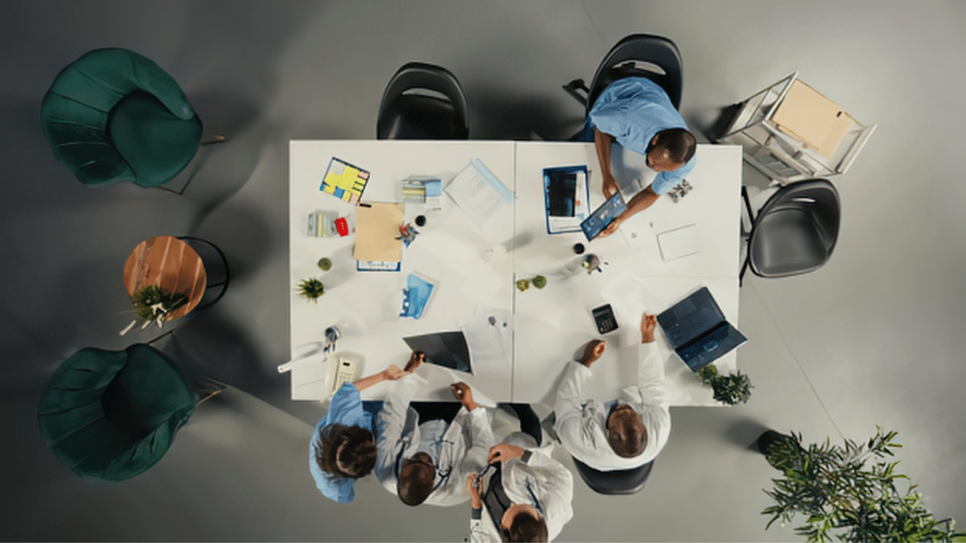 Modern office with PBX and VoIP communication systems